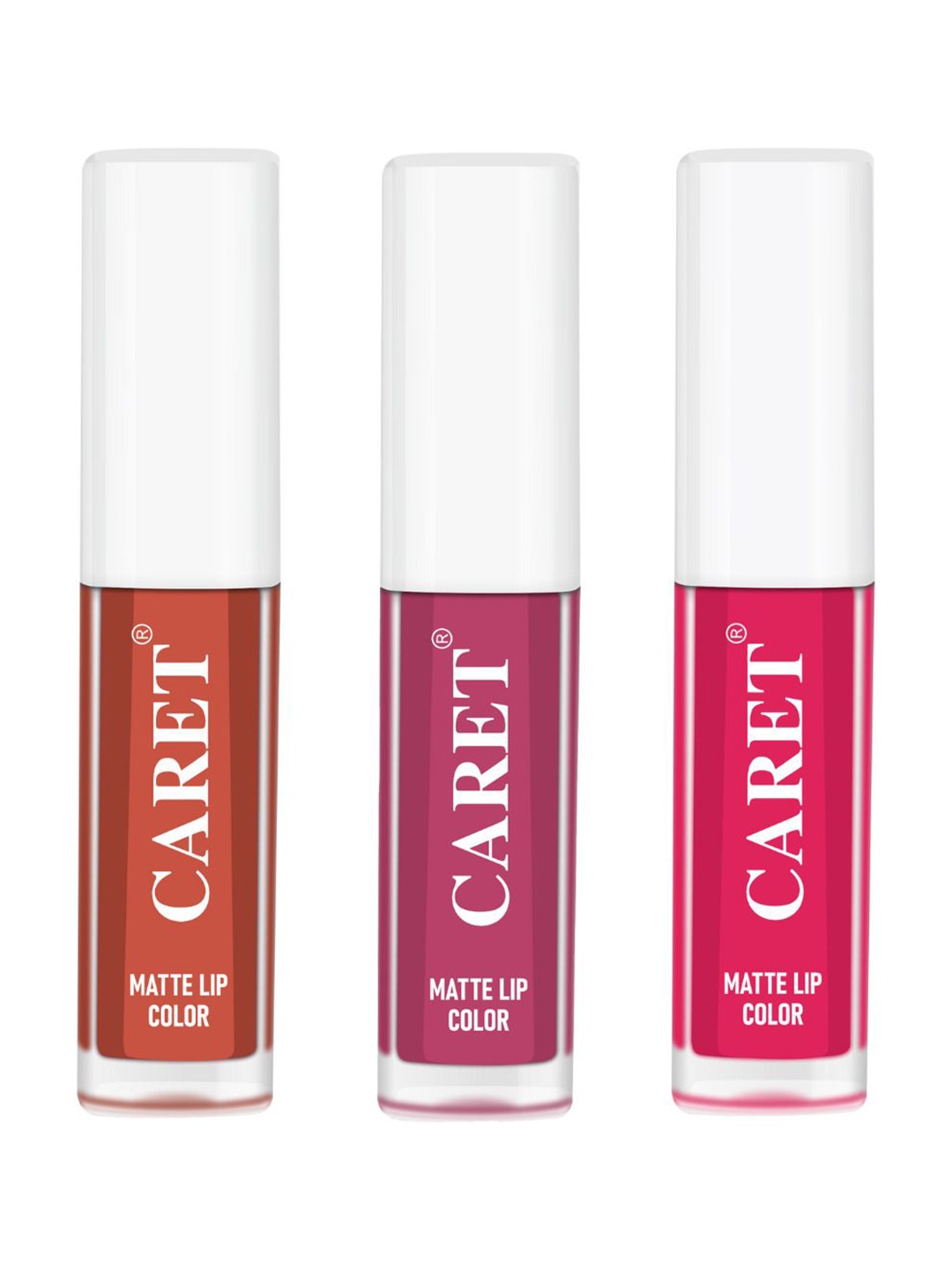 

CARET ORGANIC Set Of 3 Transfer Proof Liquid Matte Mini Lipsticks- 2 ml Each- 6- 8 - 4 - 4, Red