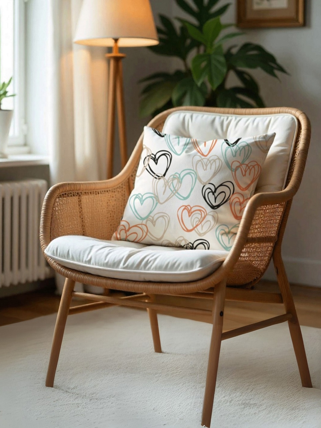 

LUSHLYF Blue And White Quirky Printed Velvet Square Shaped Valentine Cushion Covers