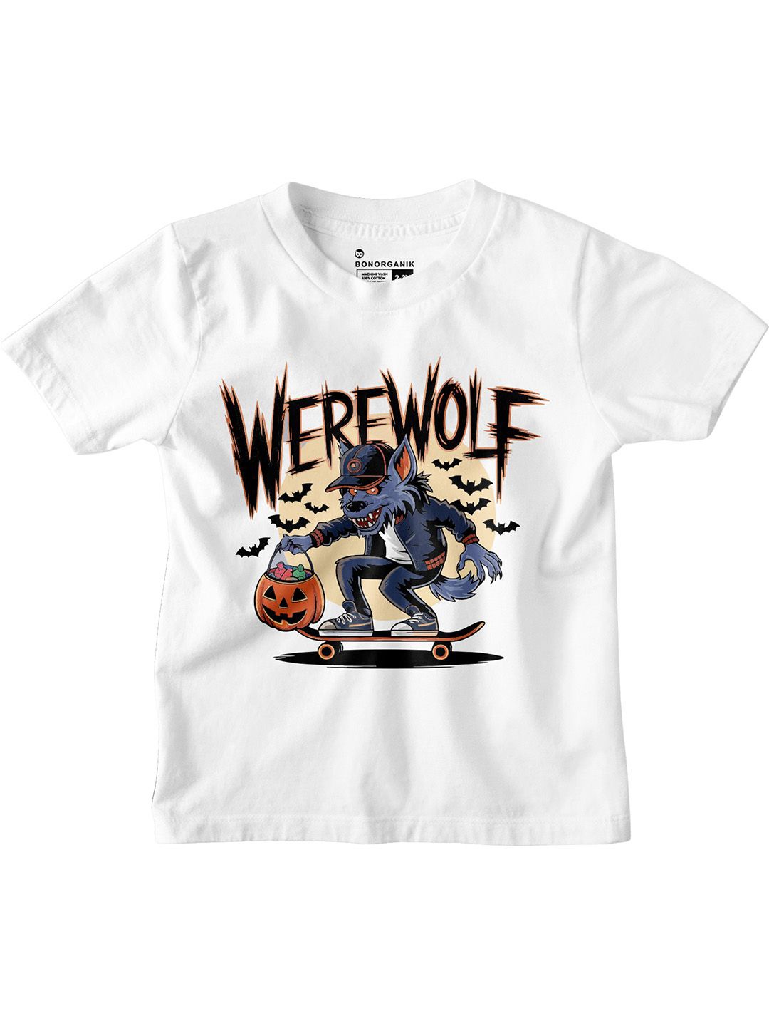 

BonOrganik Boys Graphic Printed Round Neck Cotton T-shirt, White