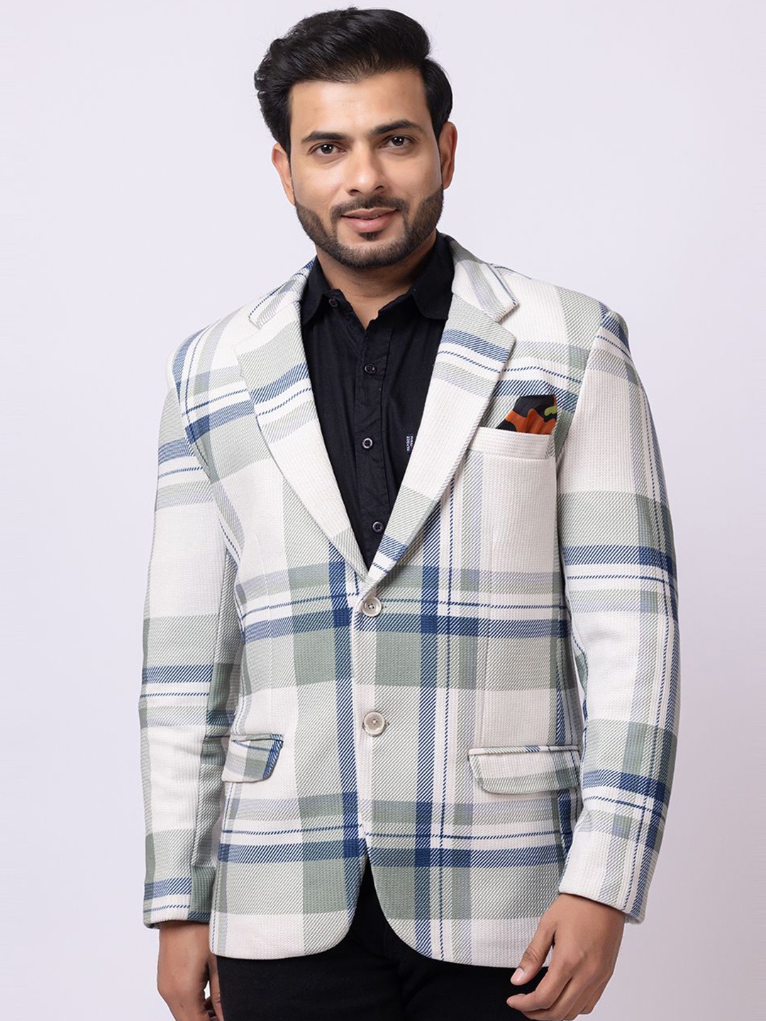 

GEE 5 Men Checked Single Breasted Formal Blazer, Blue