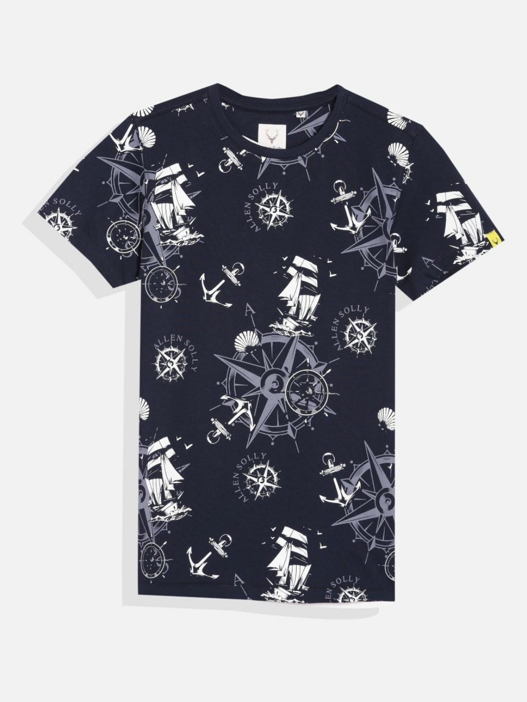 

Allen Solly Junior Boys Conversational Printed Round Neck Cotton T-shirt, Navy blue