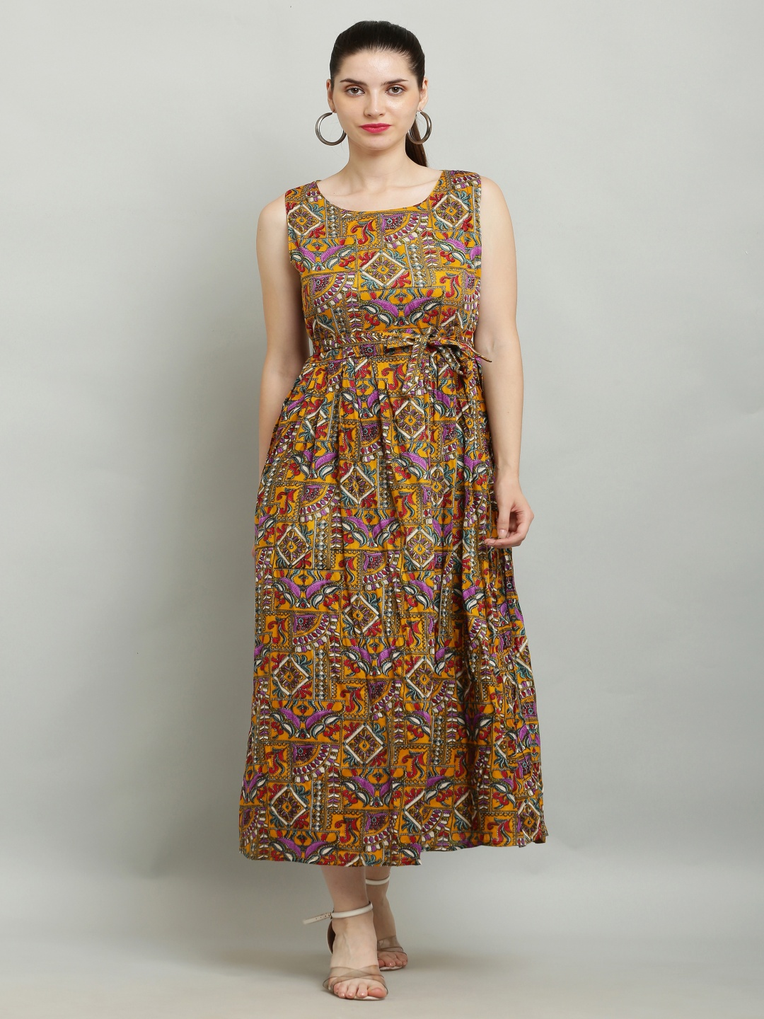 

ARJ FASHION Floral Print Maxi Dress, Yellow