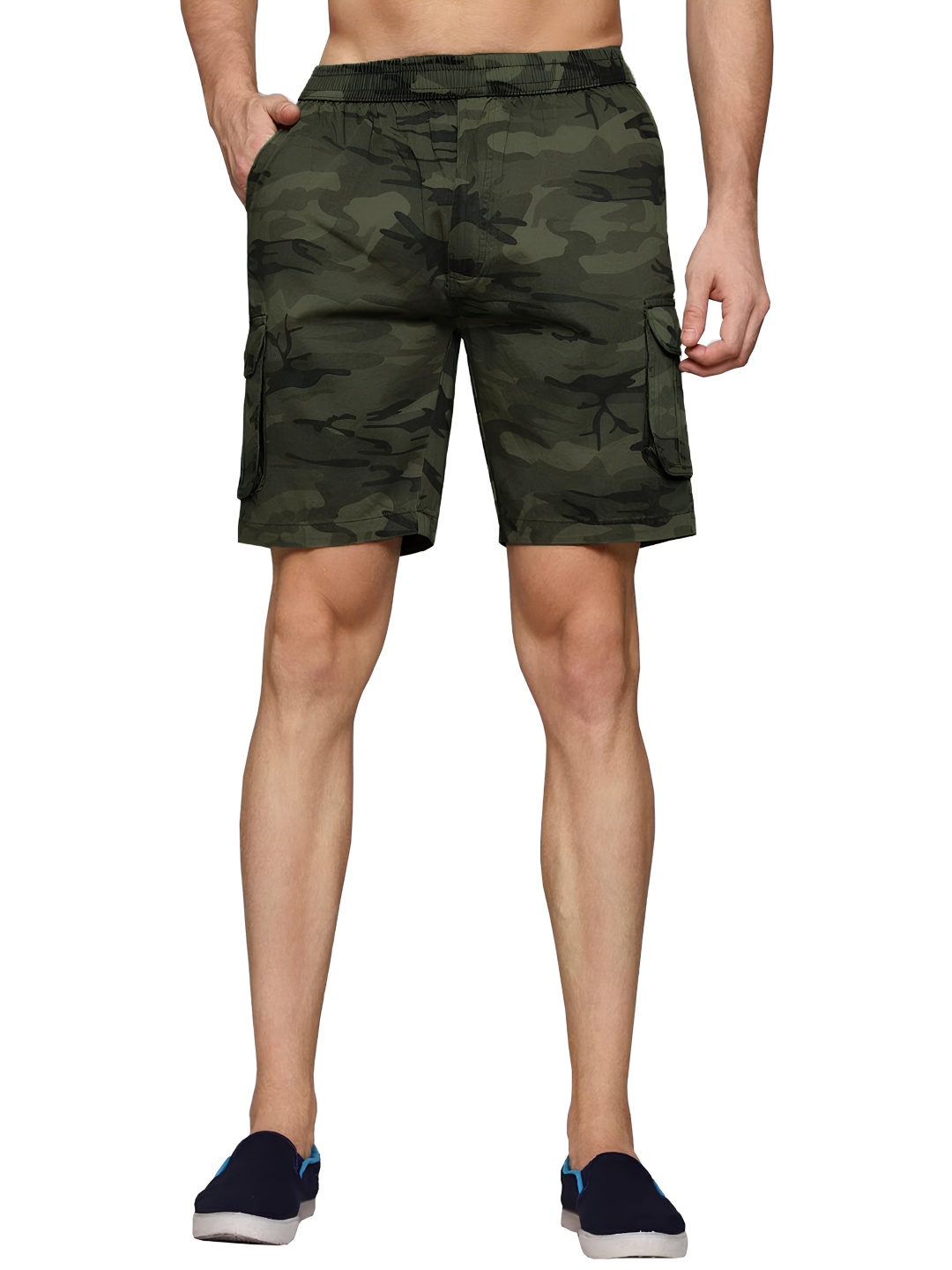 

BAESD Men Camouflage Printed High-Rise Cargo Shorts, Olive