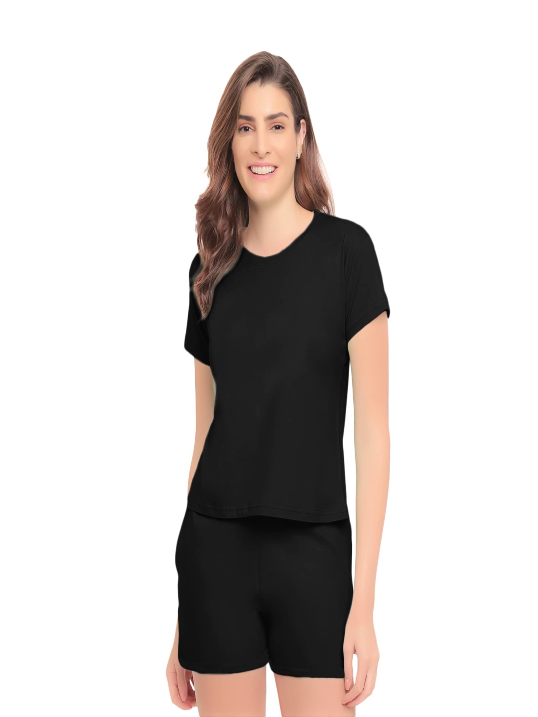 

NOTWILD Women 2 V-Neck Pockets T-shirt, Black