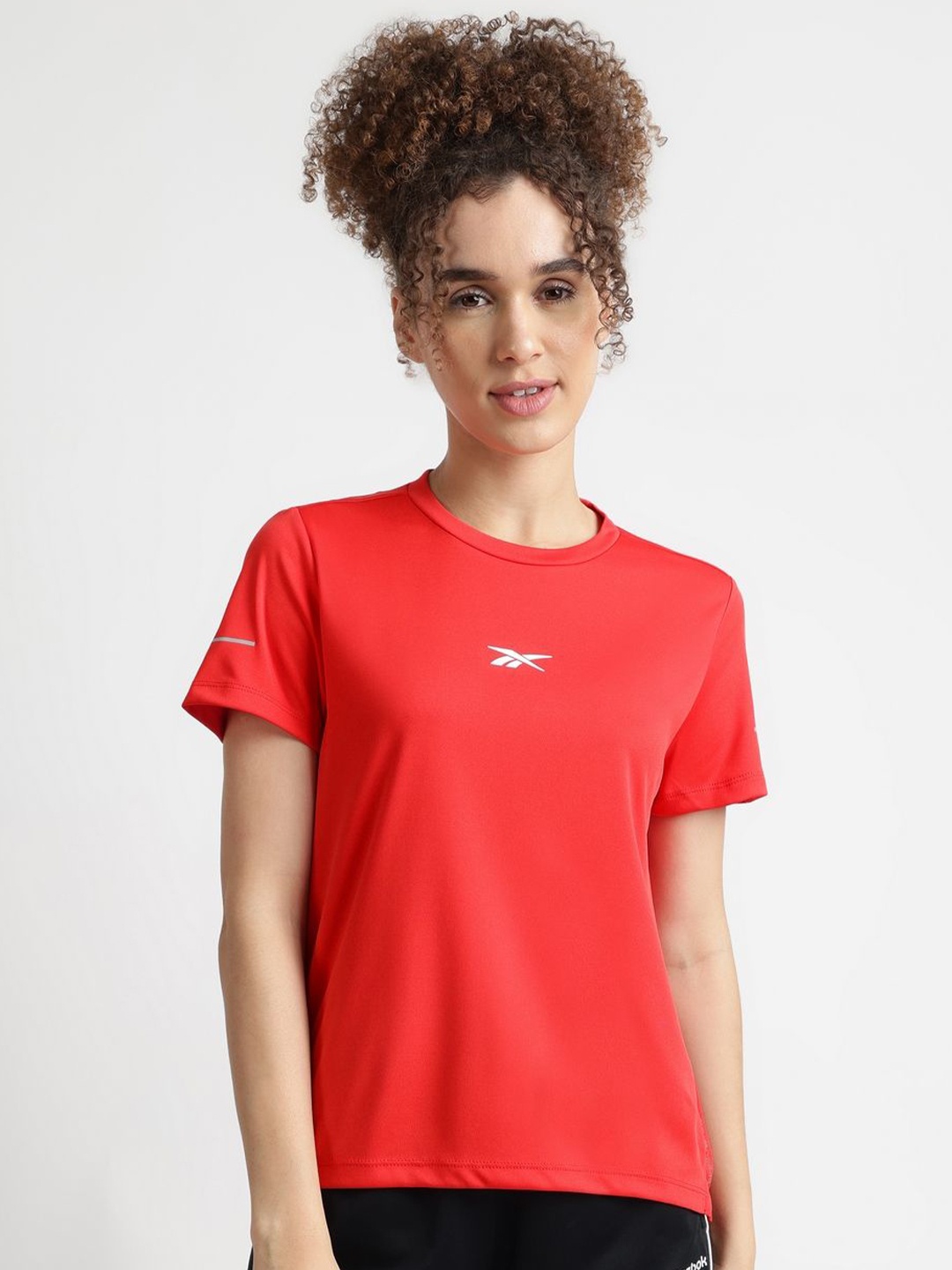 

Reebok Women Brand Logo Printed Short Sleeves Casual T-shirt, Red