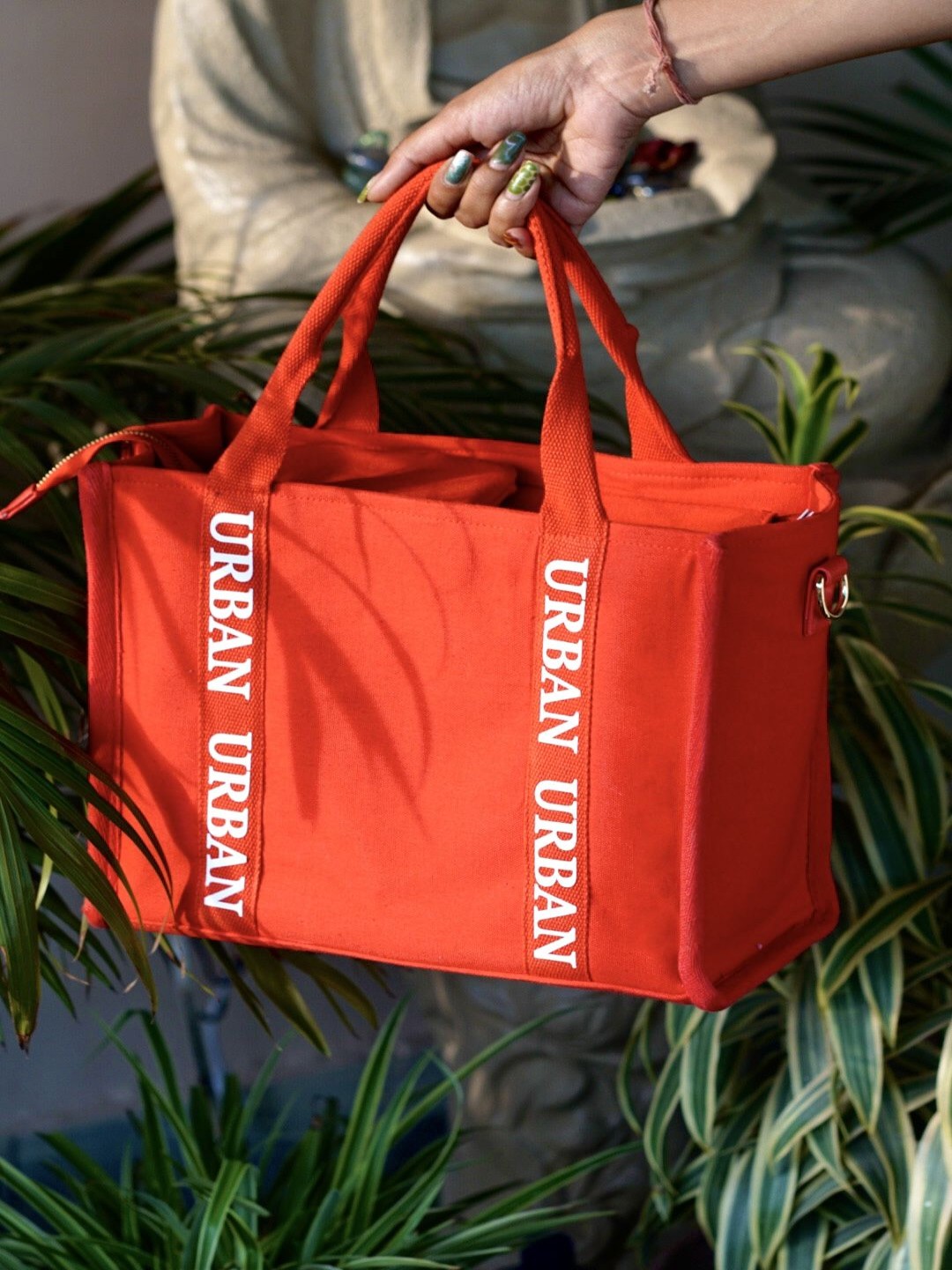 

Rizir Women Typography Printed Shopper Cotton Tote Bag, Red