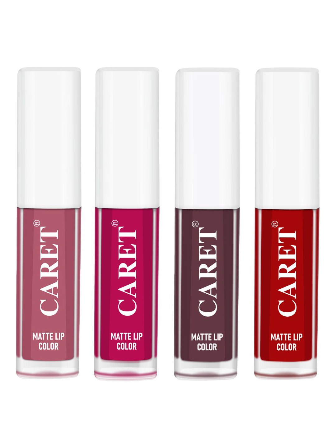 

CARET ORGANIC Set Of 4 Super-Pigmented Liquid Matte Lipsticks - 8 ml - 2 - 5 - 7 - 3, Pink
