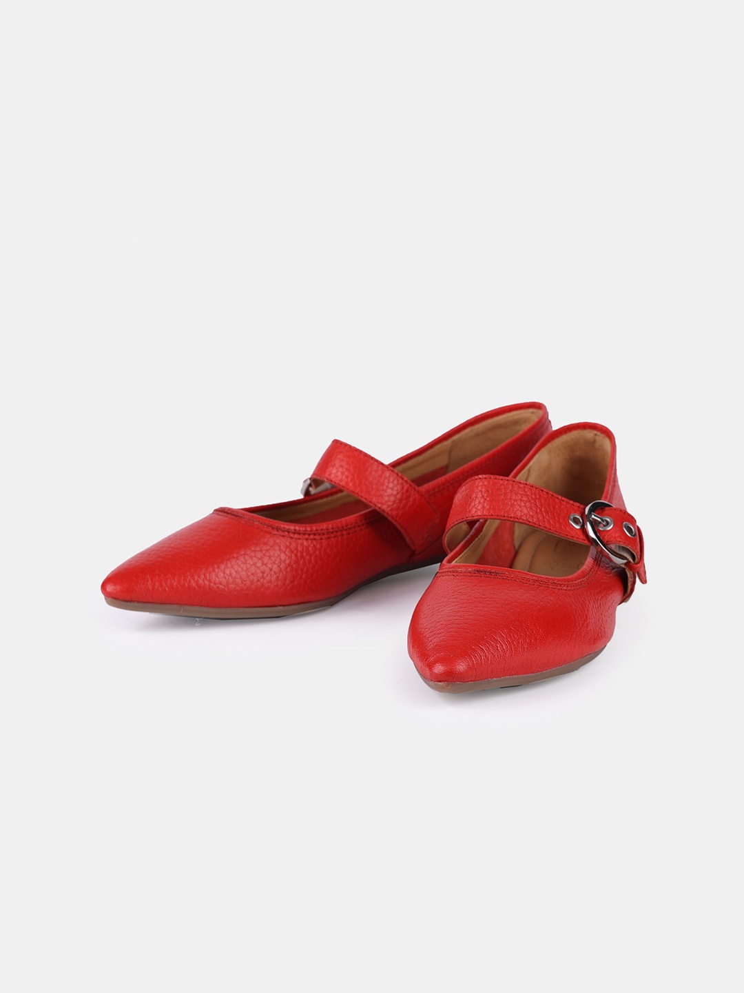 

HEEL YOUR SOLE Women Ballerinas with Buckles Flats, Red