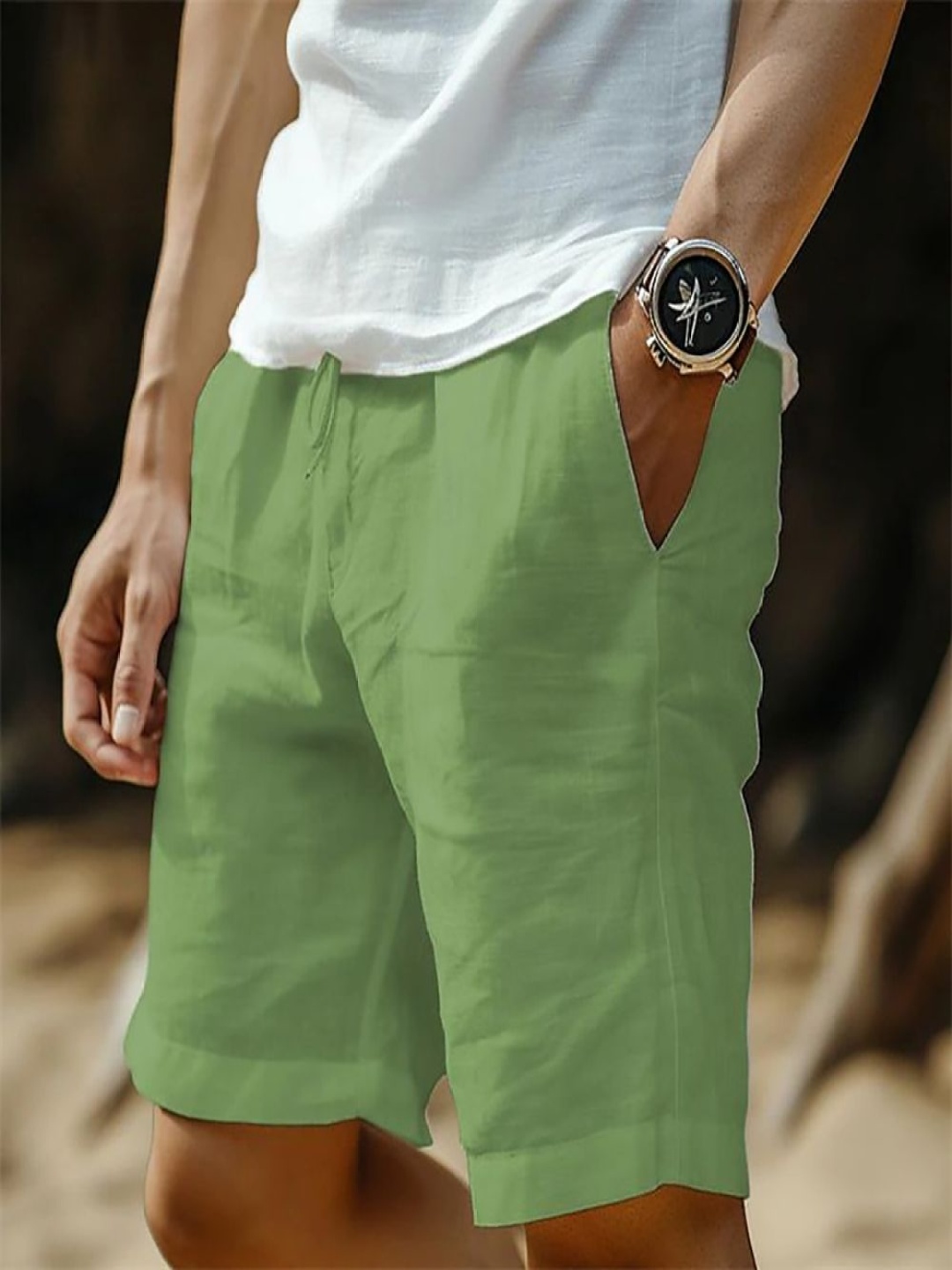 

StyleCast x Revolte Men Mid-Rise Regular Shorts, Green
