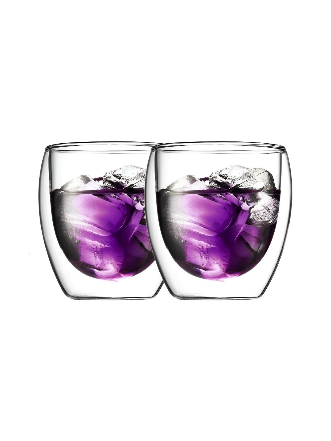 

We3 Transparent 2 Pieces Double Wall Insulated Glass Matte Cups 250ml Each