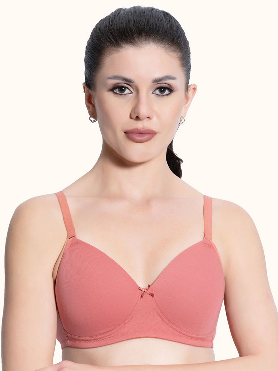 

VStar Women Seamless Full Coverage Lightly Padded Bra, Coral