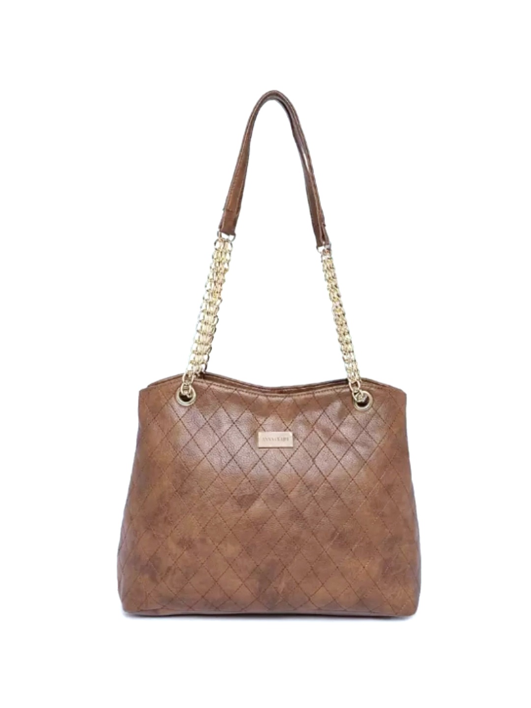 

Anna Claire Textured PU Structured Shoulder Bag with Quilted, Brown