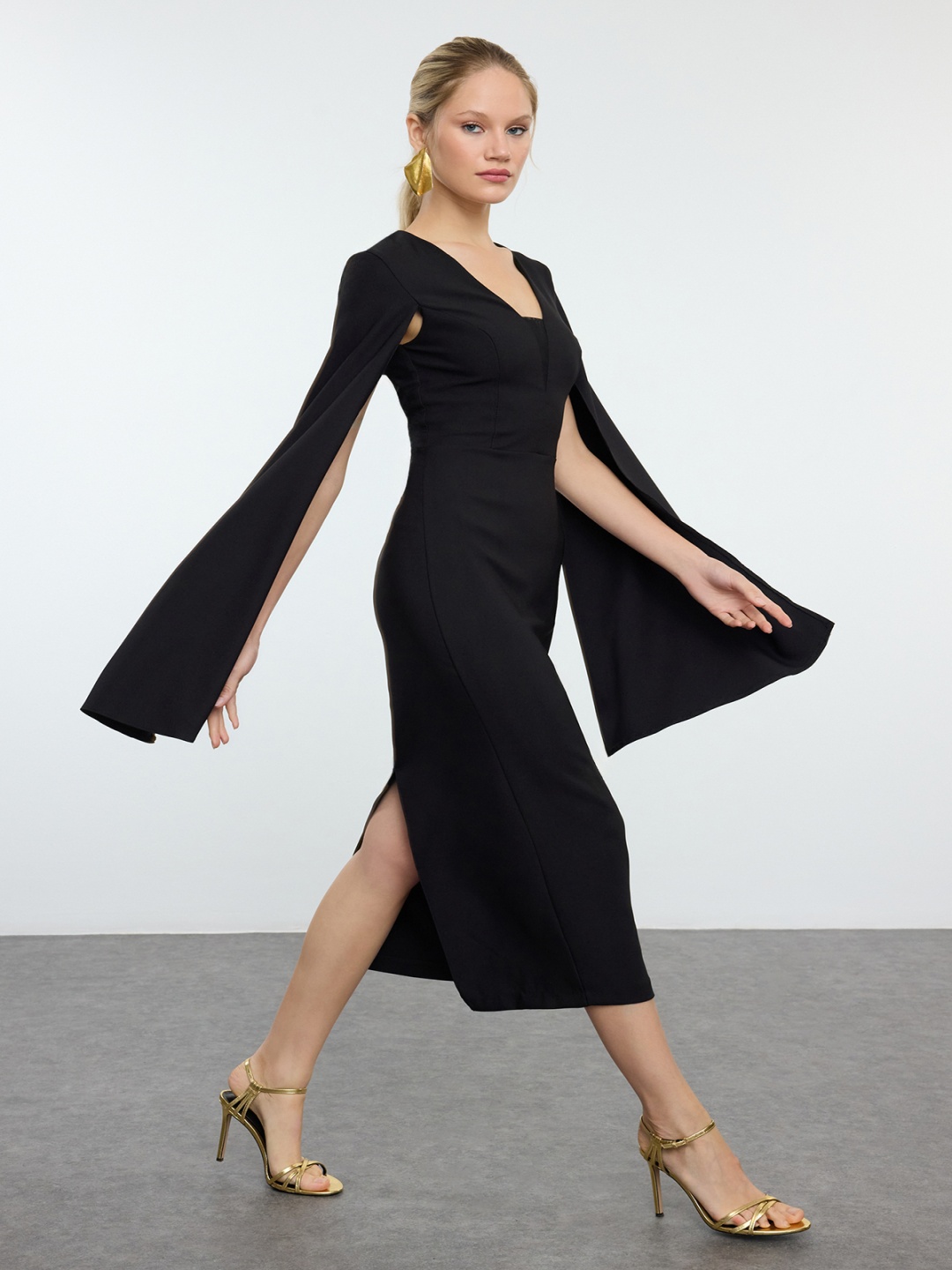 

Trendyol Women Sheath Midi Dress, Black