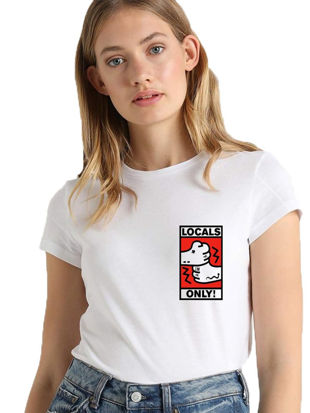 

VLAM Women Printed Extended Sleeves Applique T-shirt, White