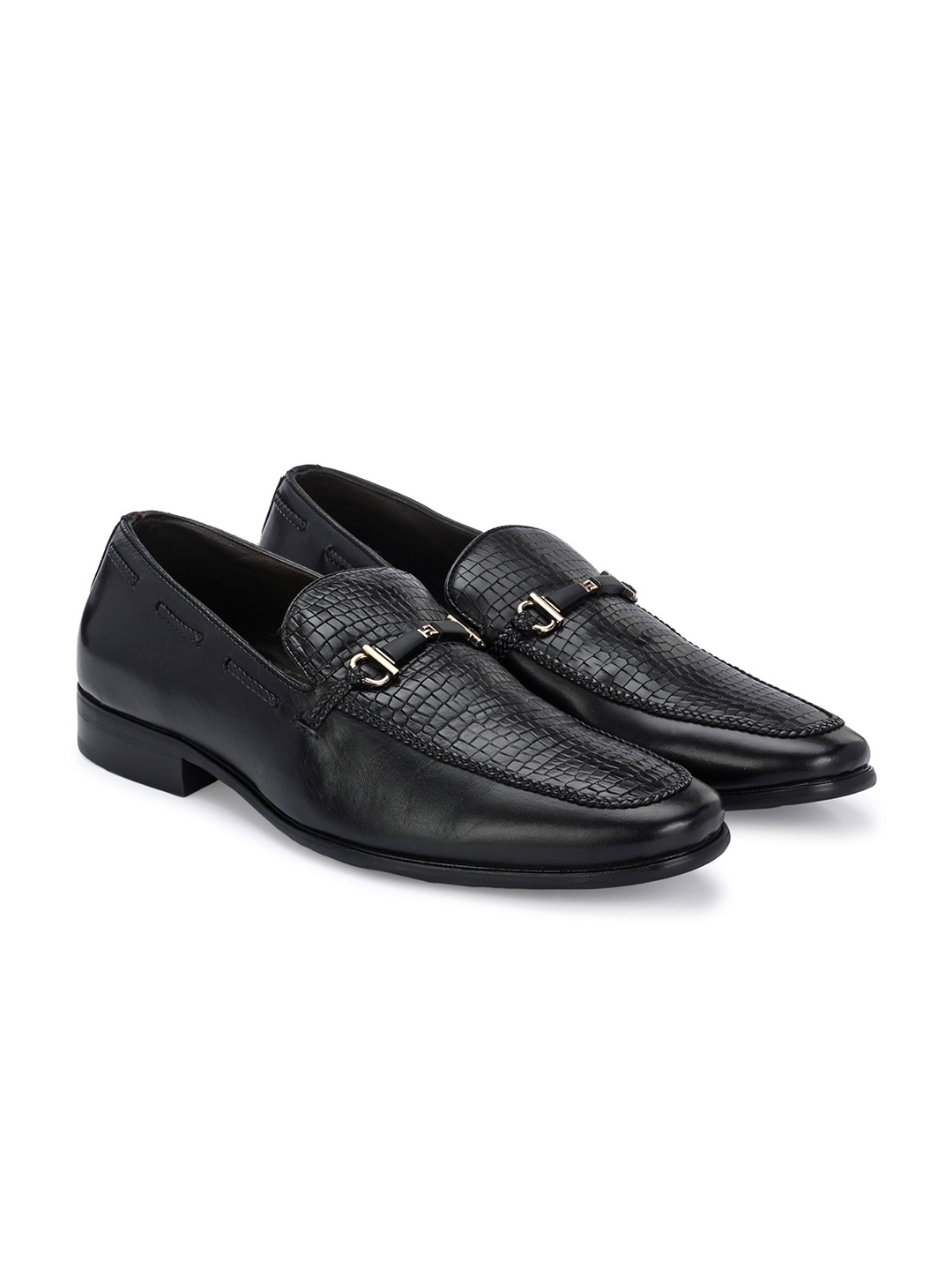 

EGOSS LUXE Men Leather Formal Loafers Shoes, Black