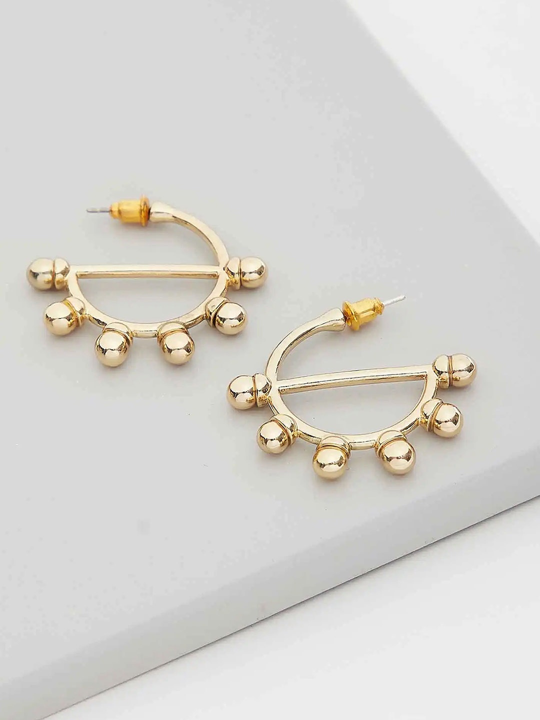 

Rhea Gold-Plated Melodia Tambourine Half Hoops Studs Earrings