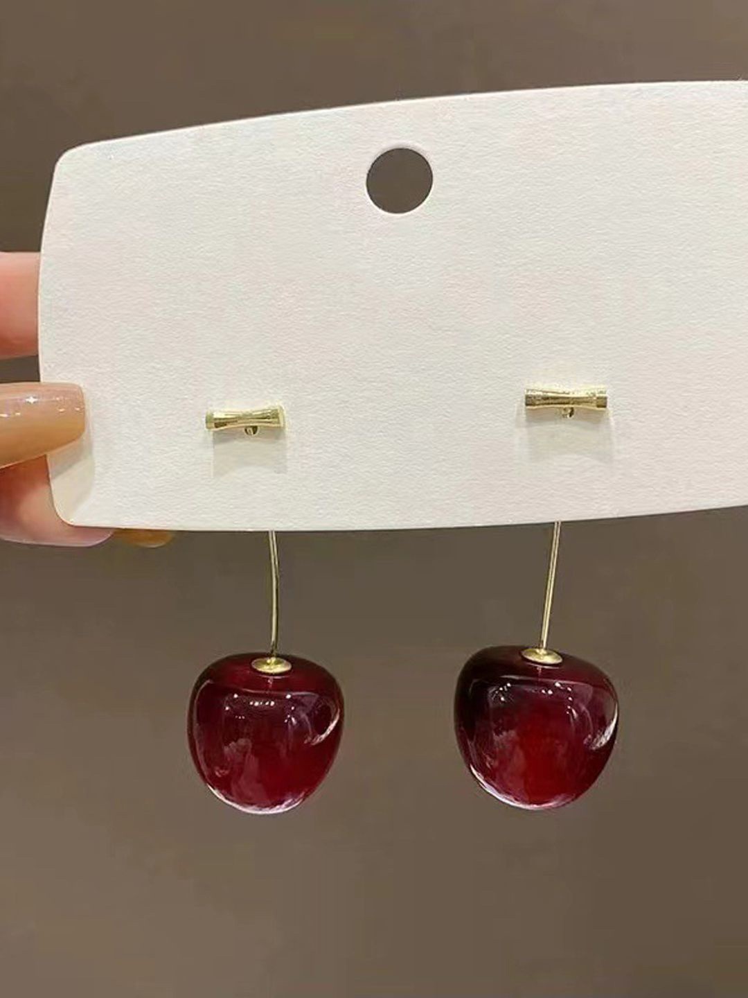 

BEYTER Red Cherry Sterling Silver Contemporary Drop Earrings