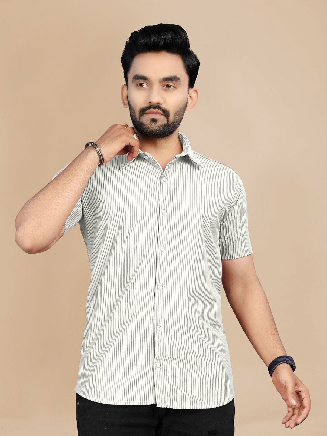 

Fashion FRICKS Men Opaque Casual Shirt, Cream