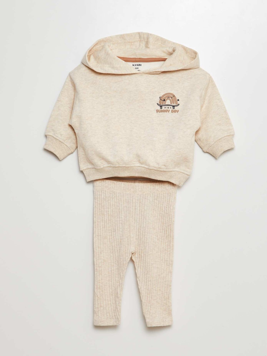

KIABI Boys Printed hooded Sweatshirt With Trouser, Beige