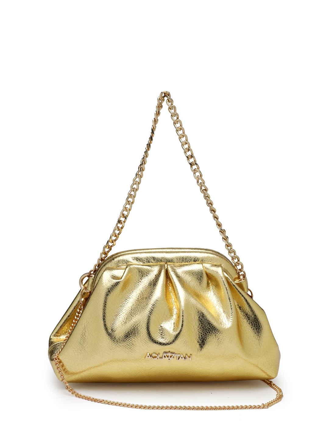 

AQUATAN Women Solid Miniature Party Sling Bag, Gold