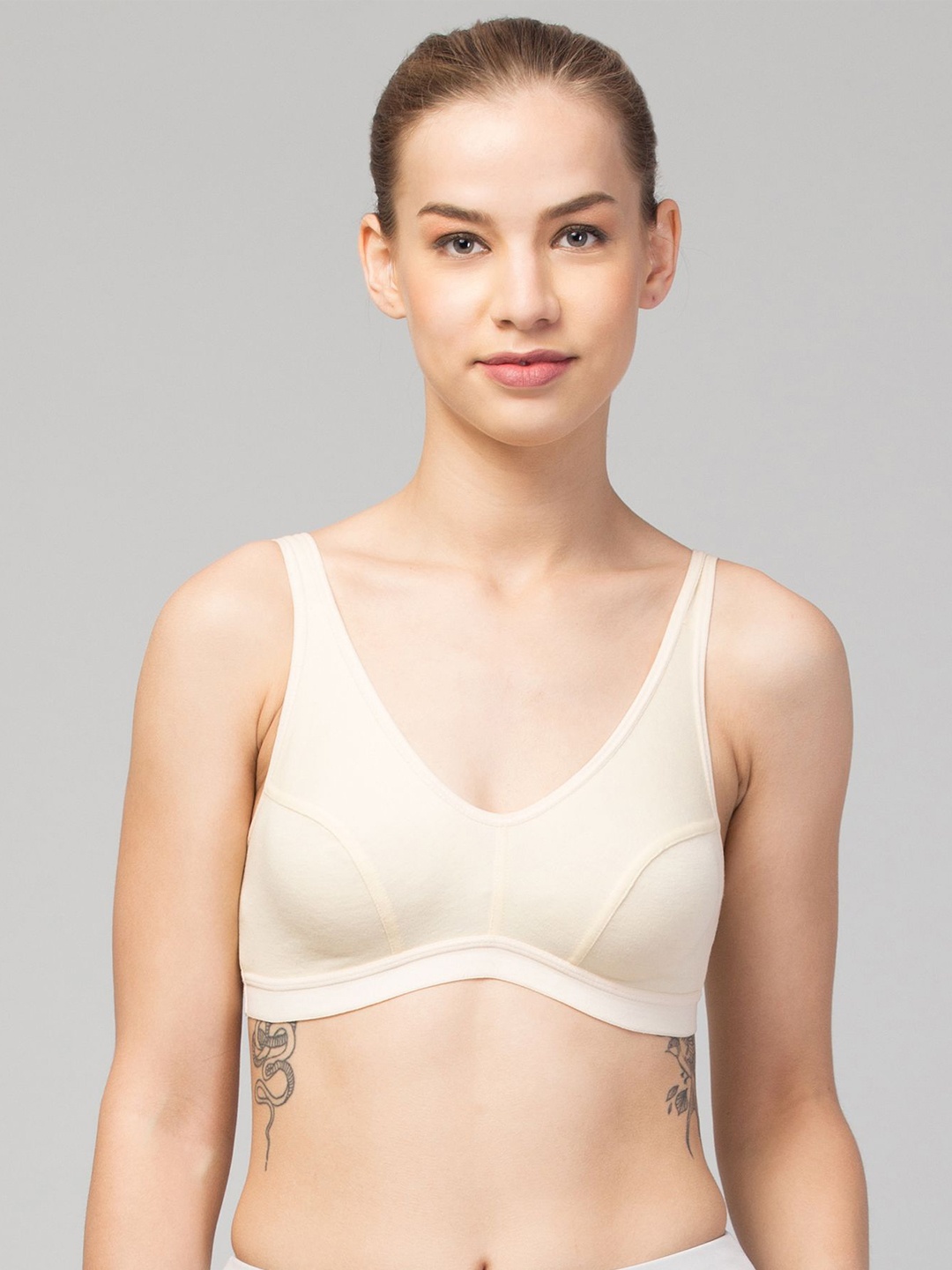 

Apraa & Parma Cotton Non Padded Full Coverage Bra, Beige