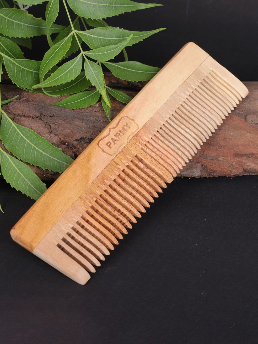 

PARMY Set Of 3 Durable & Gentle Wooden Comb Fir Hair Growth, Coffee brown