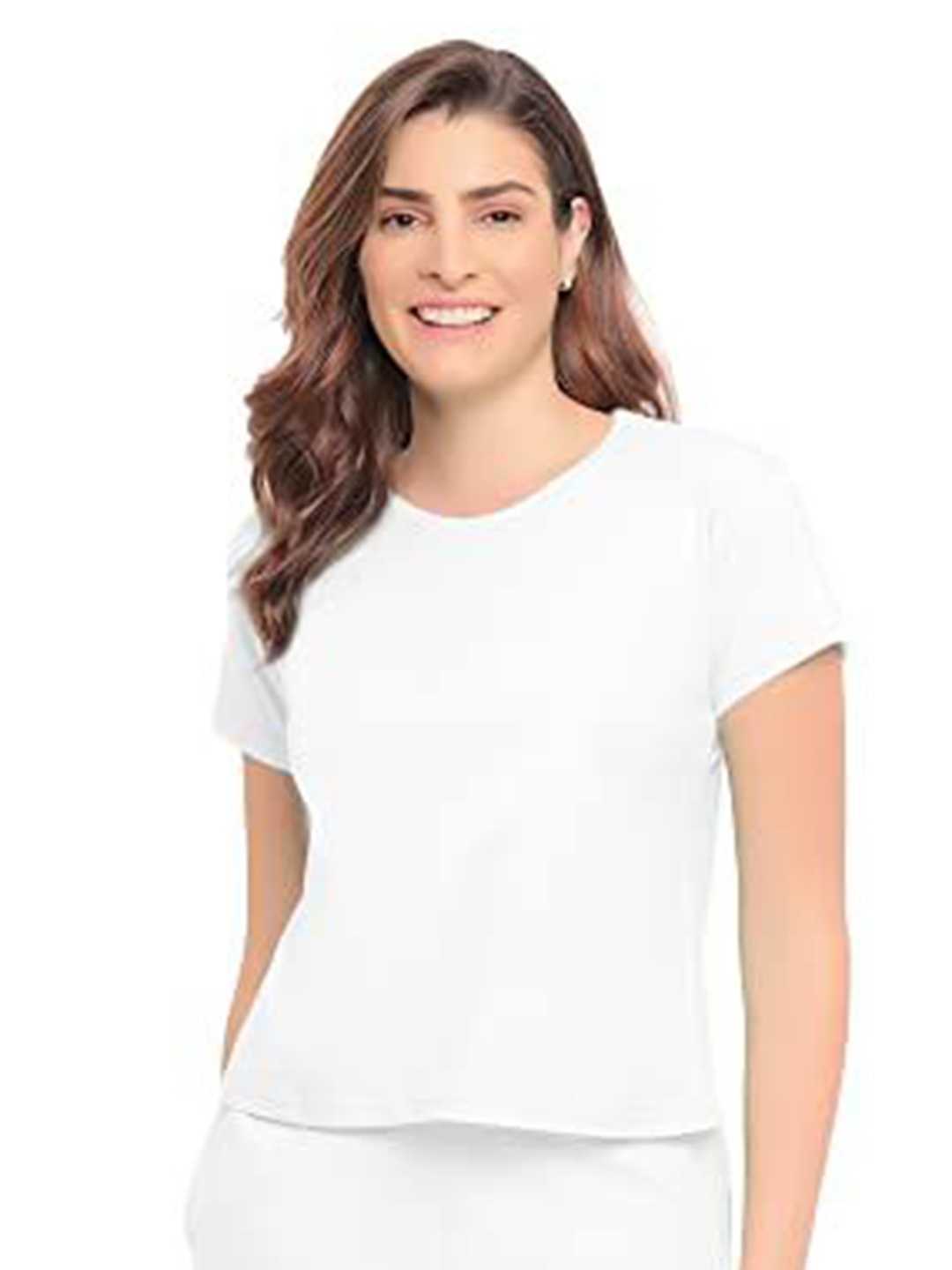 

NOTWILD Women Pack Of 2 Solid Round Neck Cotton Relaxed Fit T-shirts, White