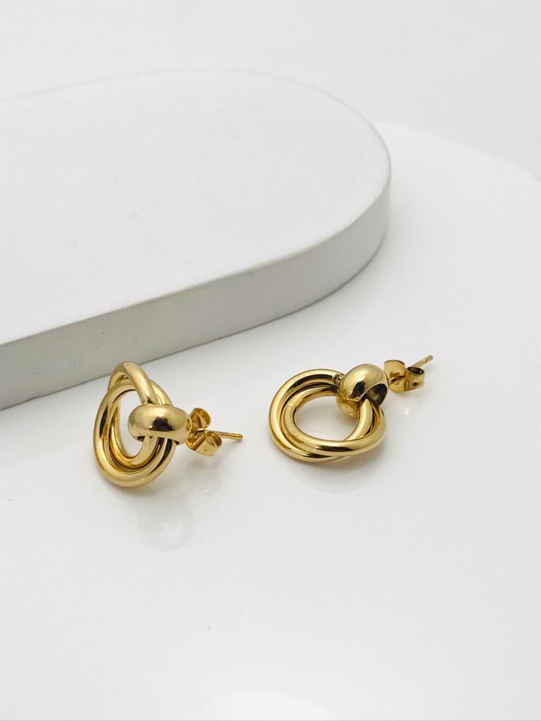 

ANJNI CREATION Gold-Plated Contemporary Shaped Studs