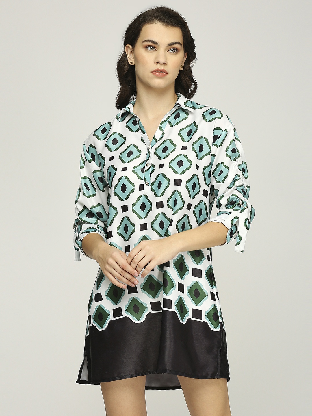 

Iti Print Shirt Mini Dress, Green