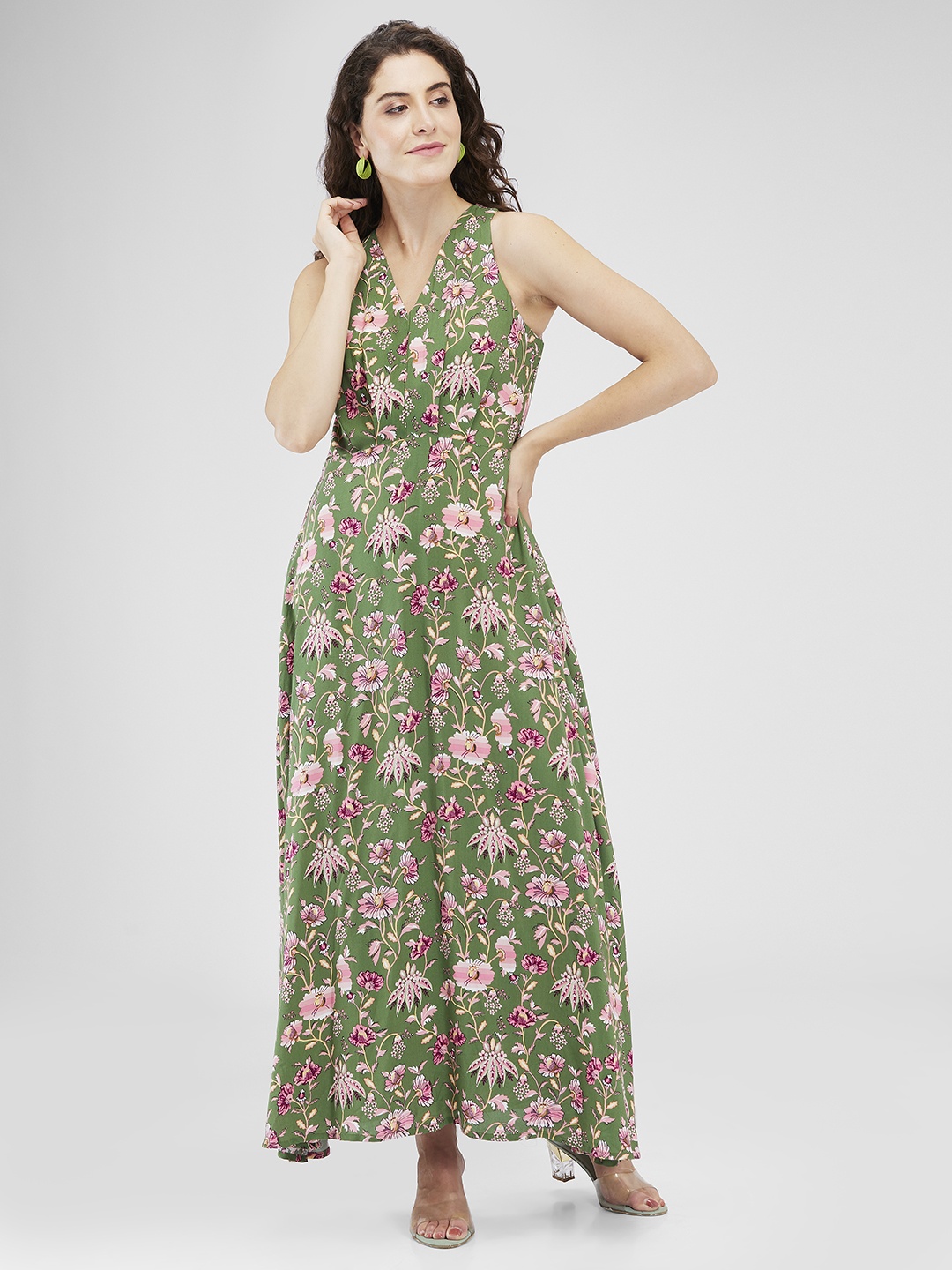 

Iti Floral Print Maxi Dress, Green