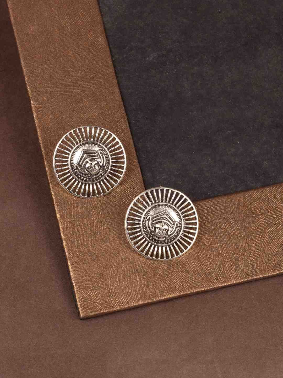 

Sangria Silver-Plated Circular Shaped Oxidised Studs