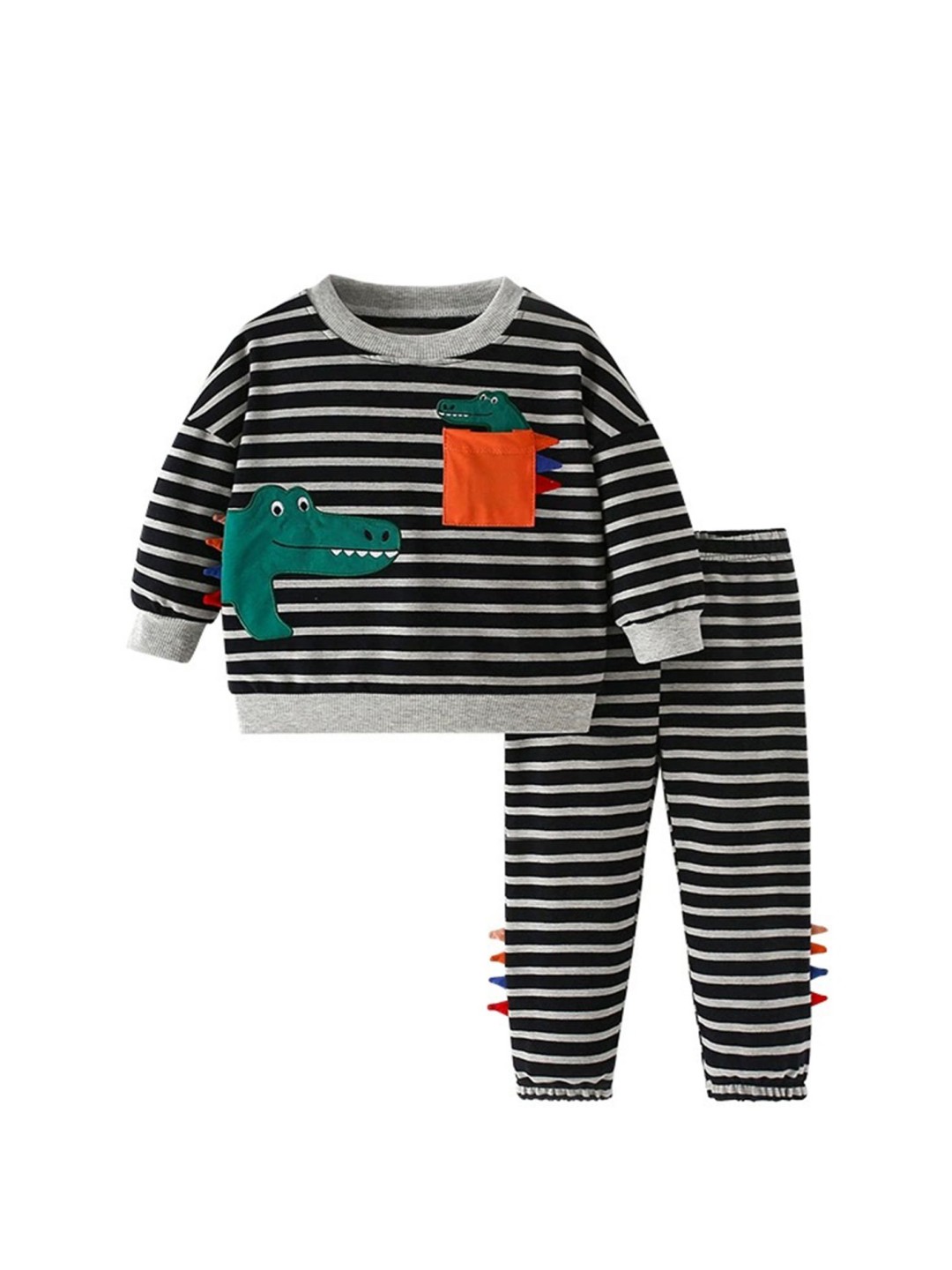 

LULU & SKY Boys Striped Night suit, Black