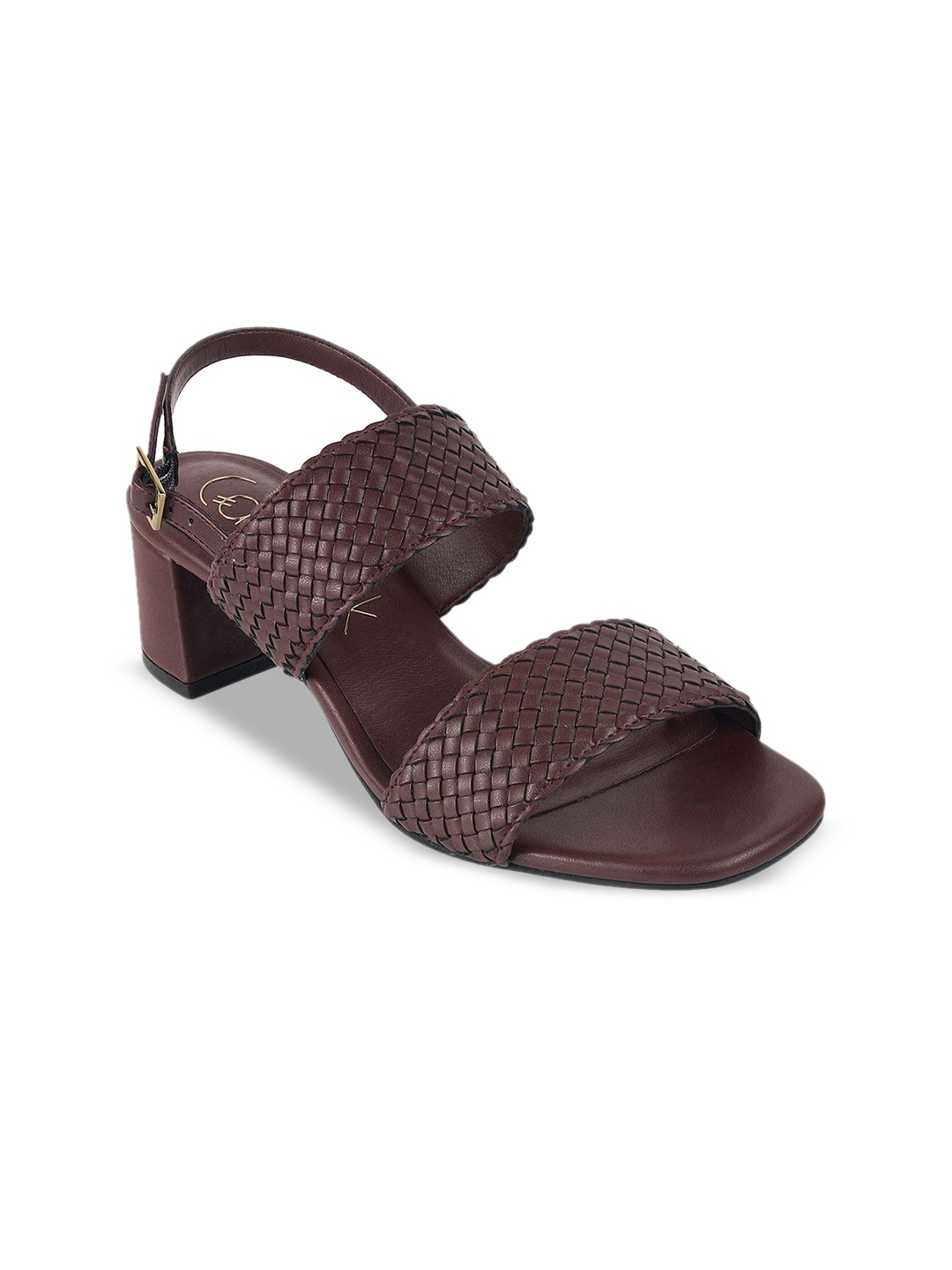 

Catwalk Block Sandals with Buckles, Maroon