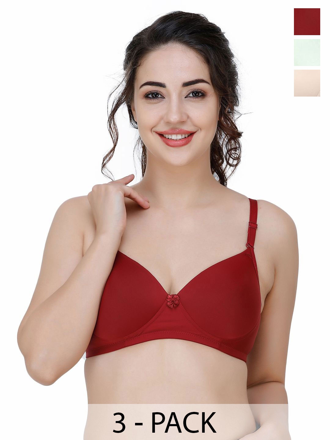 

College Girl Full Coverage Lightly Padded Bra pack of 3, Maroon