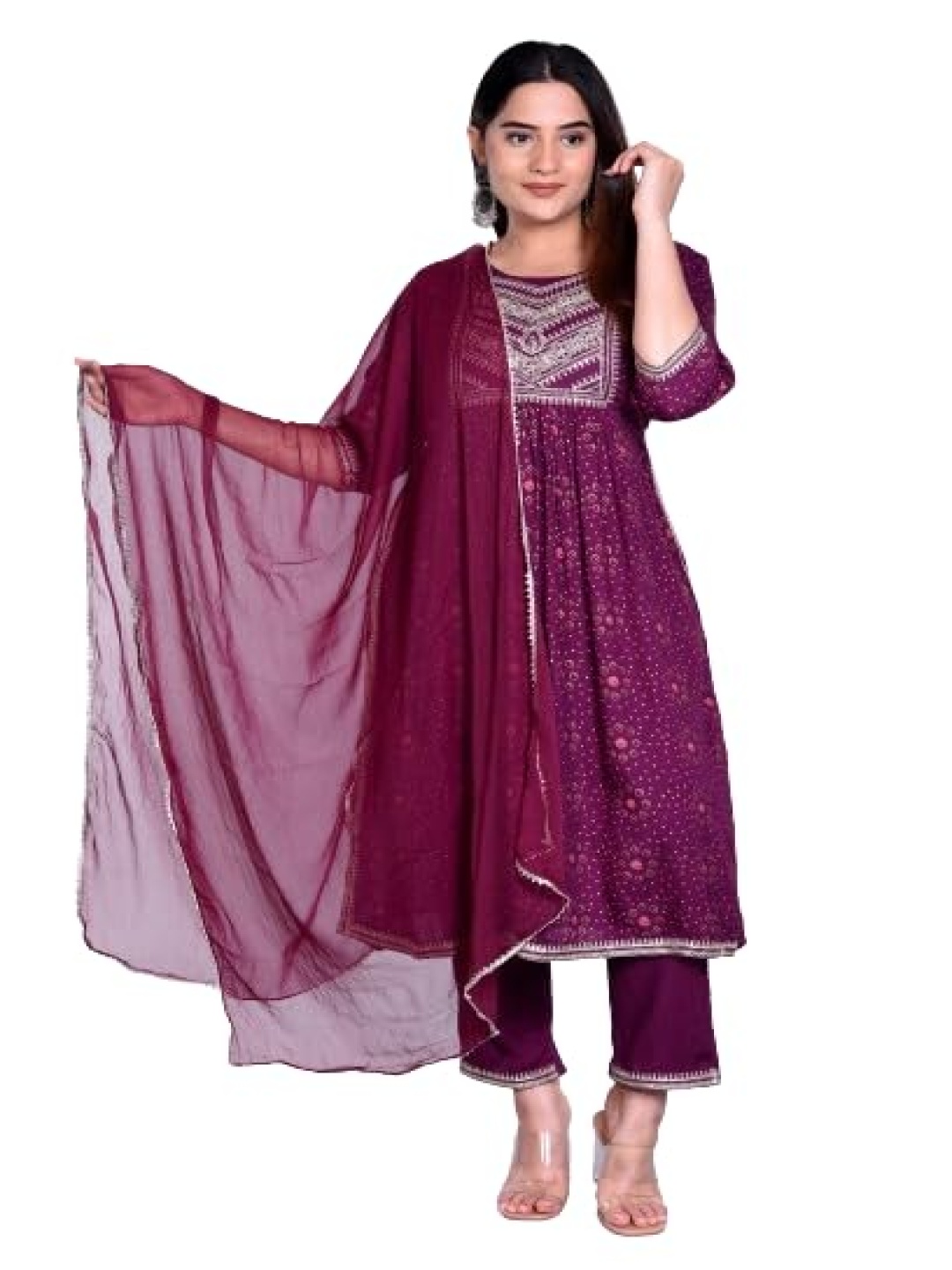 

13-Star Kimono Sleeve Kaftan Maxi Dress, Purple