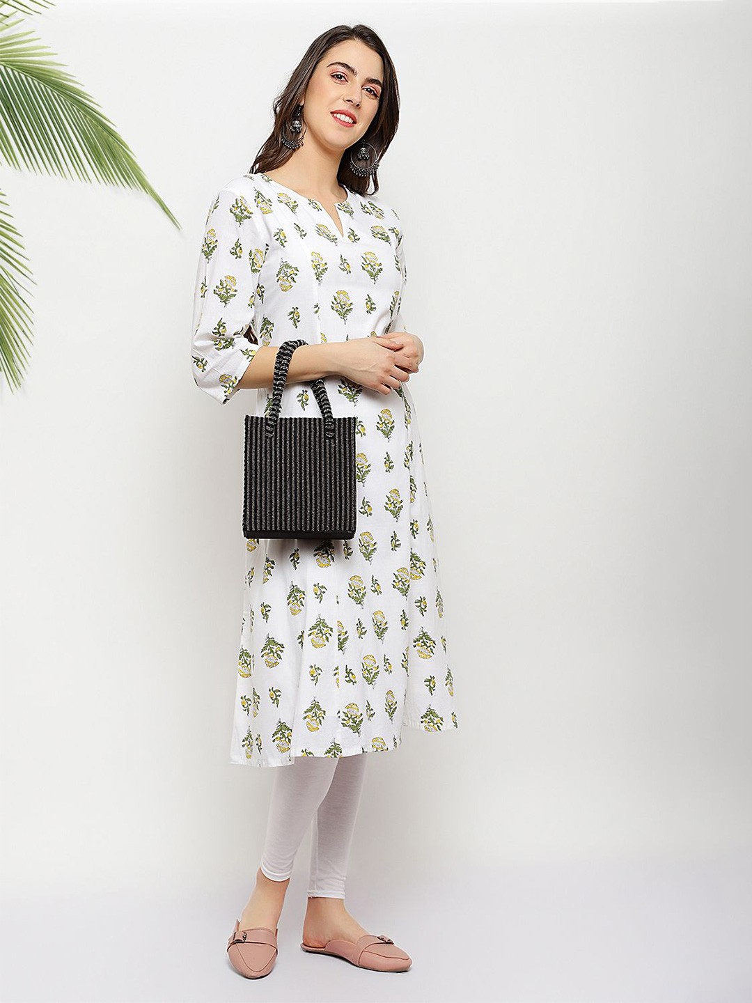 

PALASH Women Floral Printed Kurta, White
