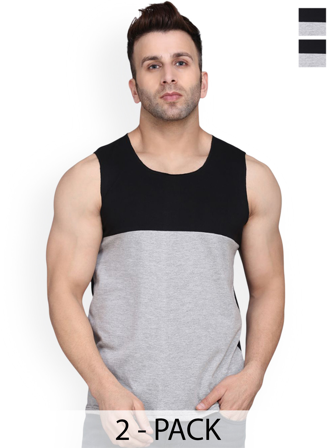 

Woostro Pack Of 2 Gym Innerwear Vests, Black