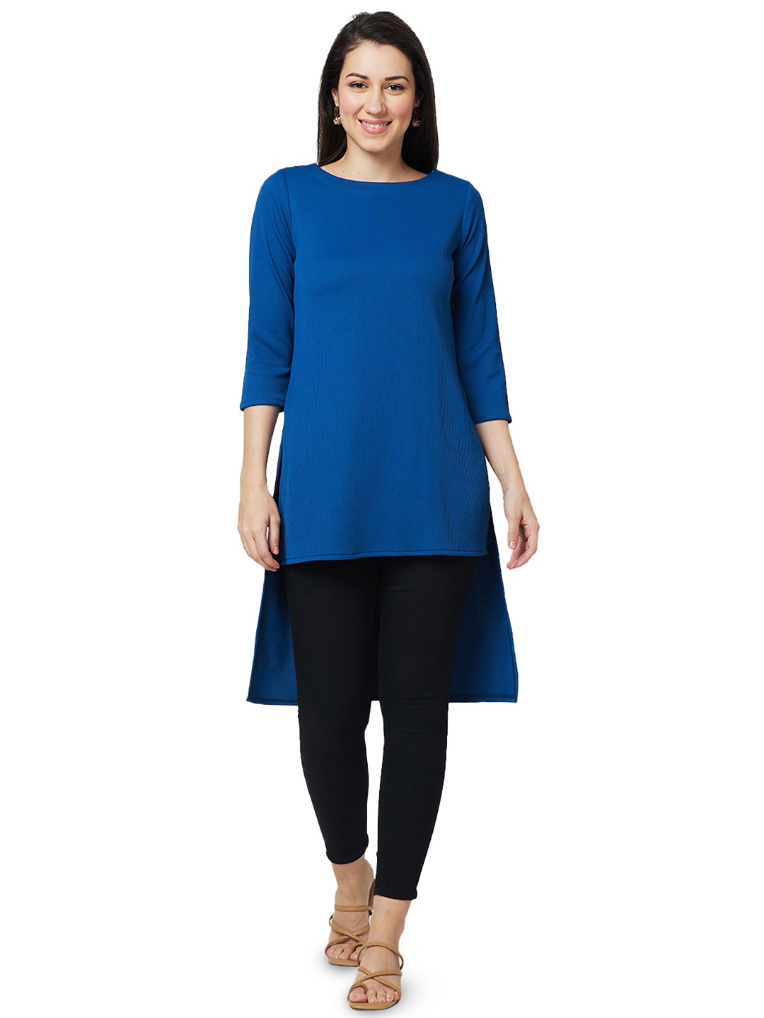

Iti Viscose Rayon Longline Top, Blue