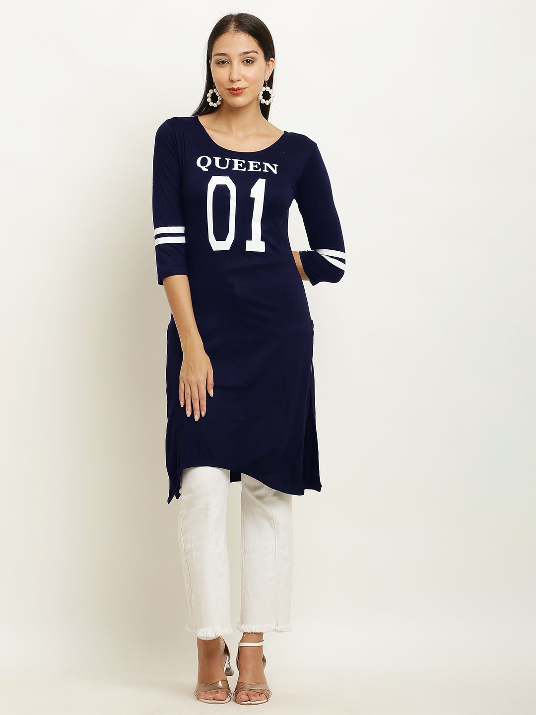 

Purser Women Printed Round Neck Kurta, Blue