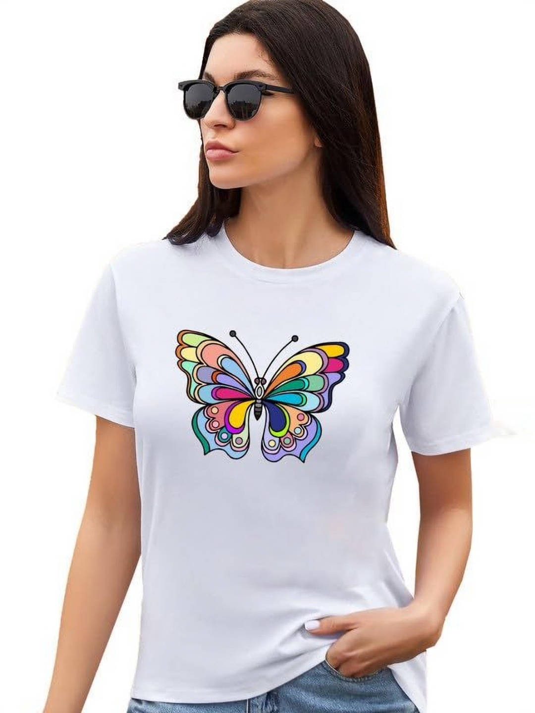 

VLAM Women Printed Applique T-shirt, White