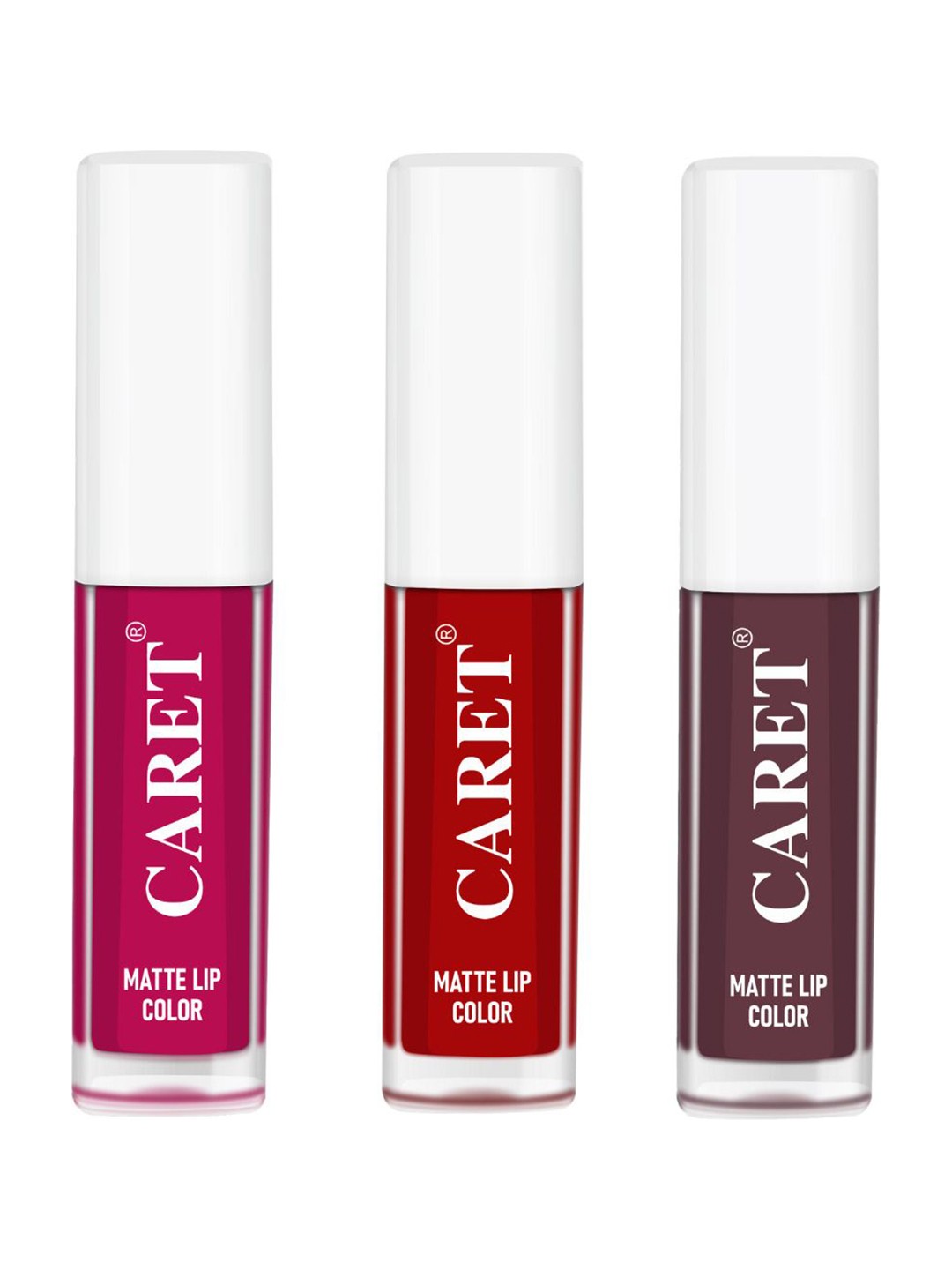 

CARET ORGANIC Set Of 3 Super-Pigmented Liquid Matte Lipsticks - 2 ml Each - 5 - 3 - 7, Pink