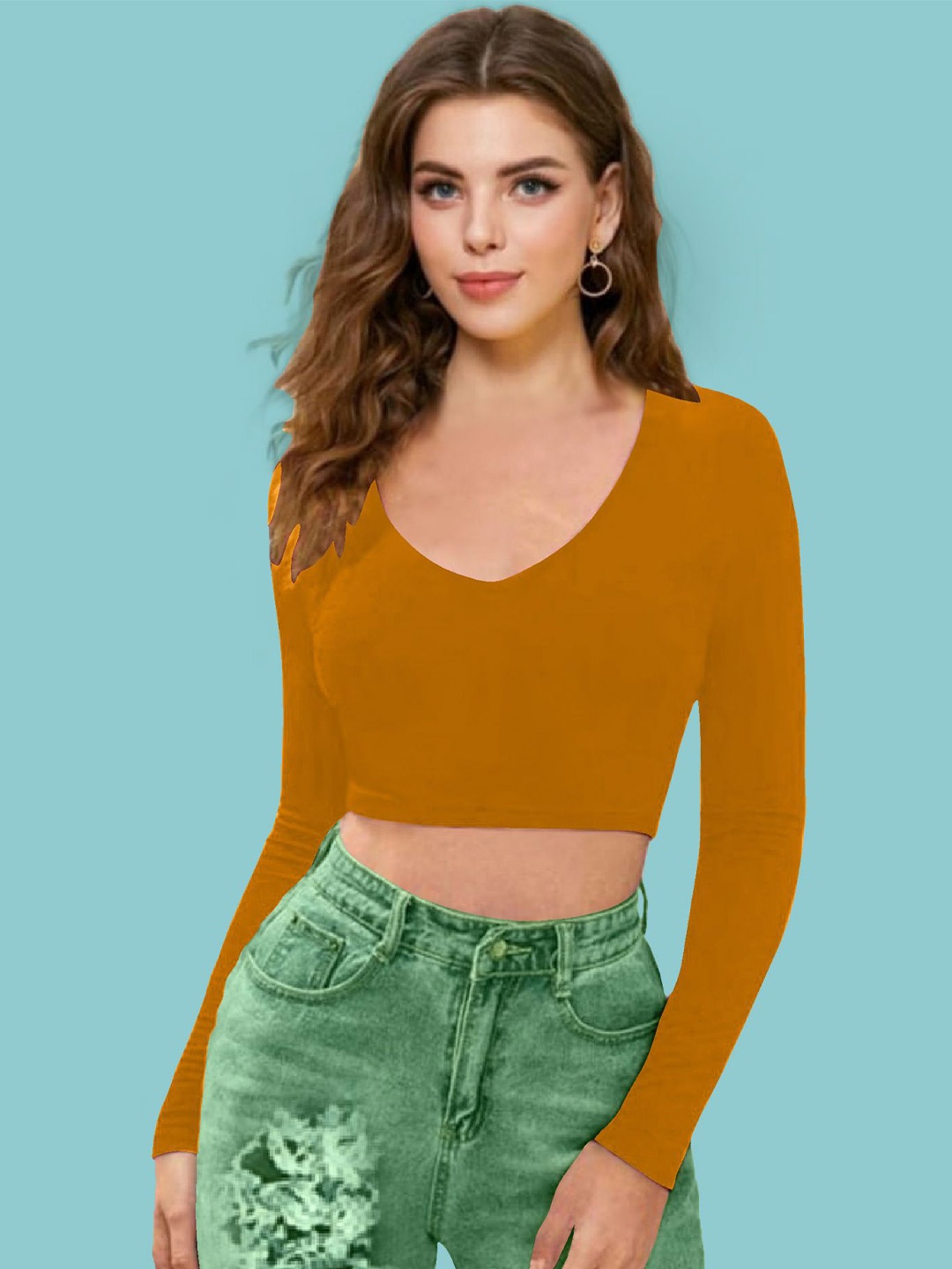 

Dream Beauty Fashion Women V-Neck Crop Top, Mustard