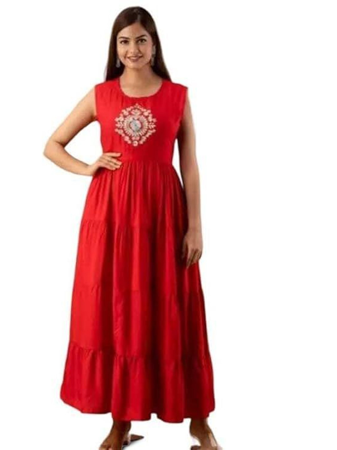 

13-Star Fit and Flare Maxi Dress With Jacket, Red