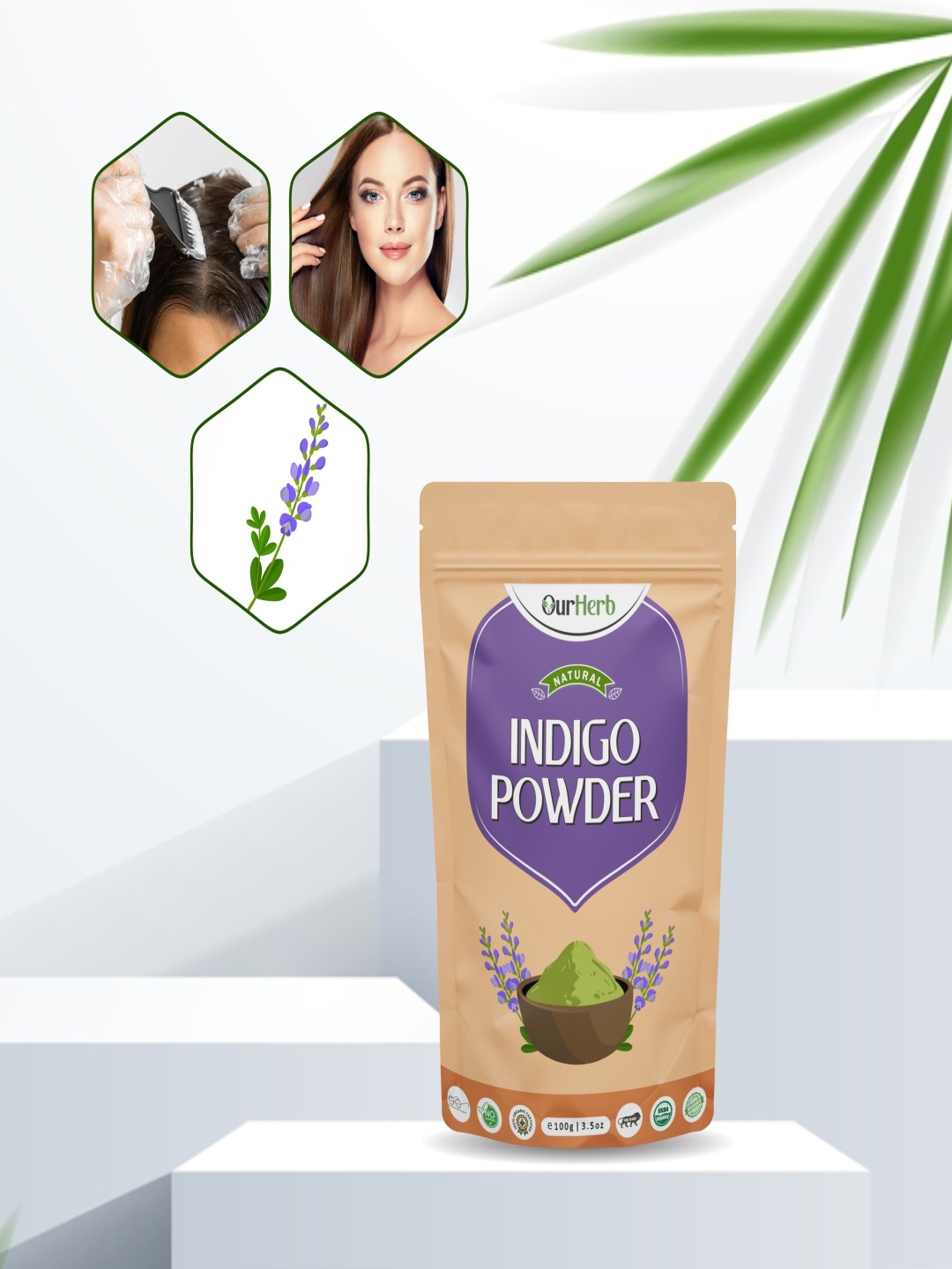 

OurHerb Indigo Powder For Hair Care - 100 g, Green