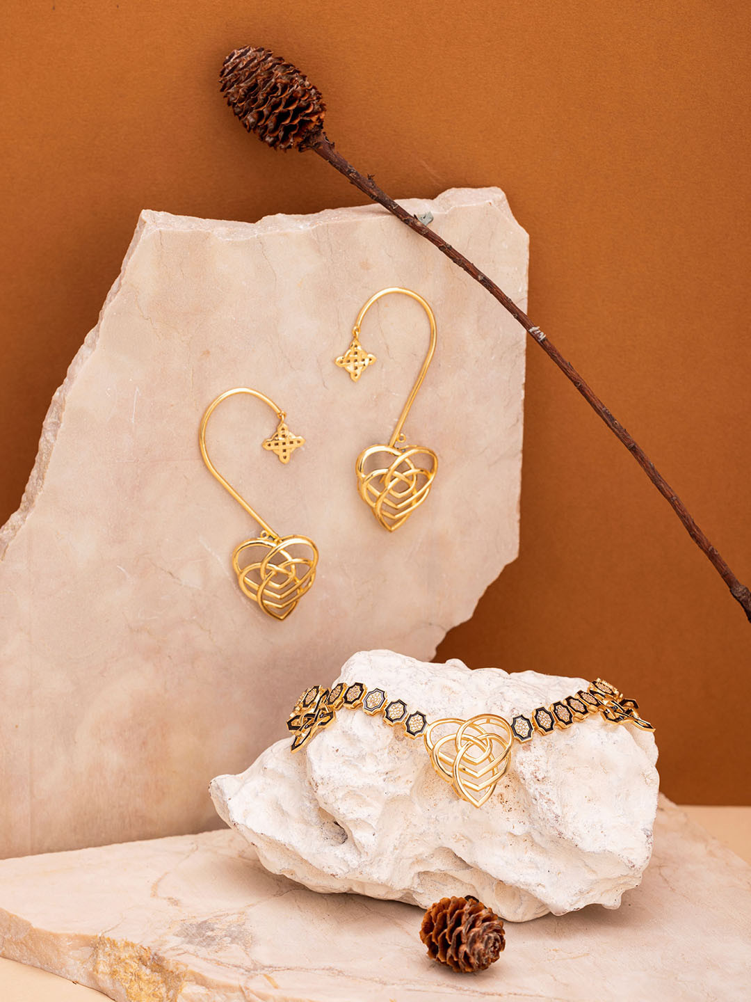 

GAURISH BESPOKE JEWELLERY Contemporary Shaped Necklace And Earrings, Gold
