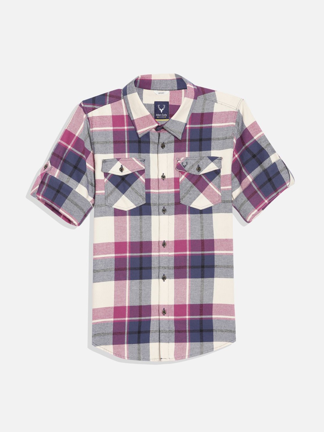 

Allen Solly Junior Boys Spread Collar Checked Cotton Casual Shirt, Off white