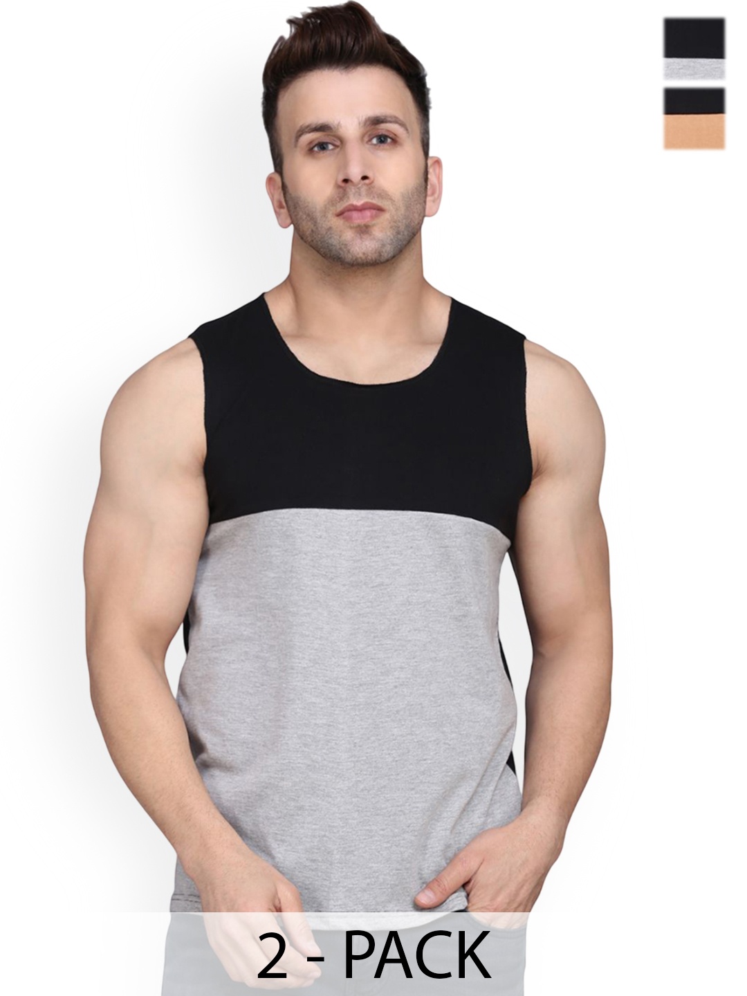 

Woostro Pack Of 2 Gym Innerwear Vests, Black