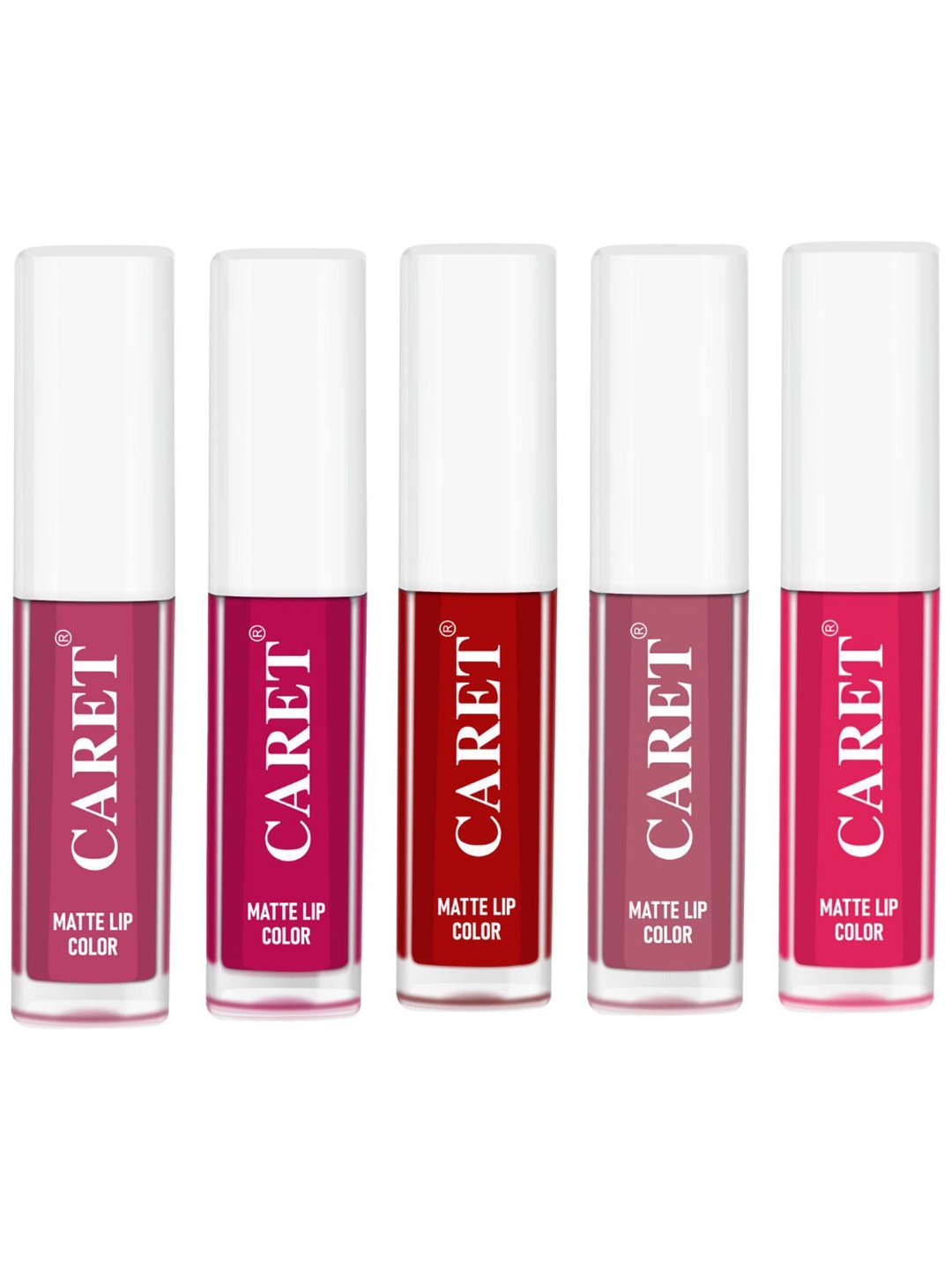 

CARET ORGANIC Set Of 5 Super-Pigmented Liquid Matte Lipsticks -10 ml -8 -5 -3 -2 -4, Pink