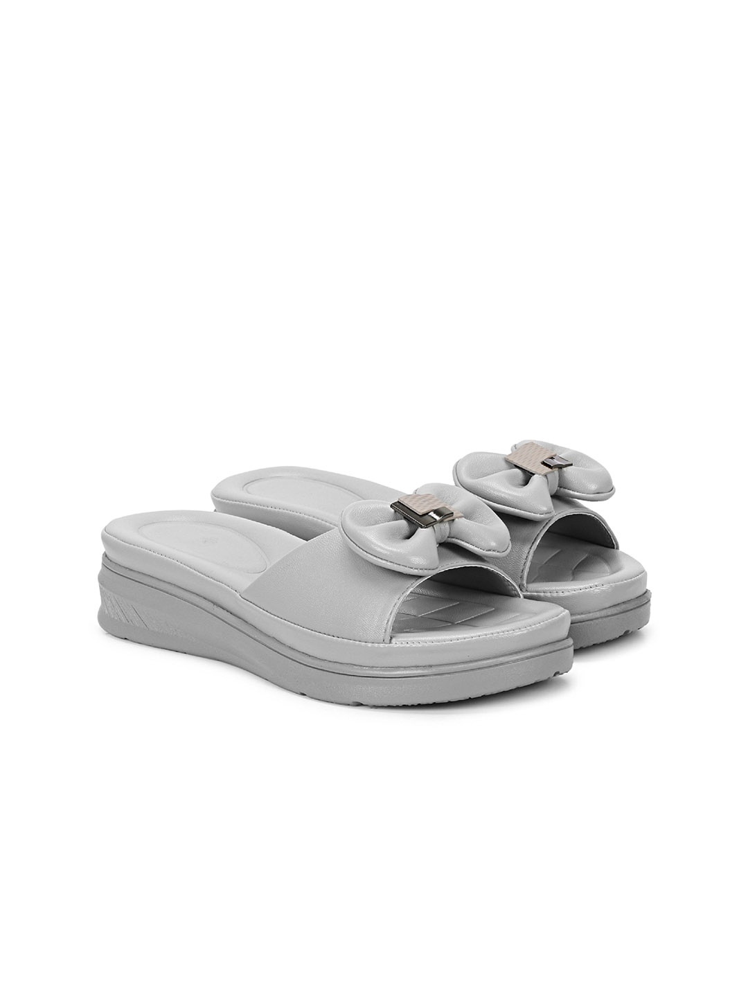 

Commander Shoes Women Open Toe Flats with Bows, Grey