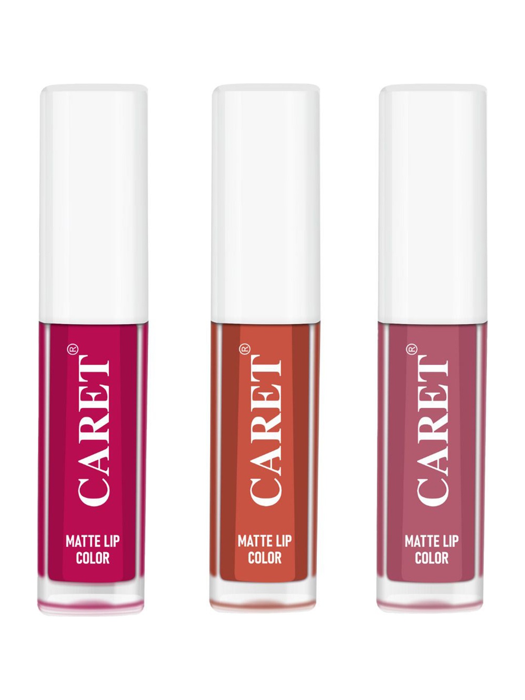 

CARET ORGANIC Set Of 3 Super-Pigmented Liquid Matte Lipsticks - 2 ml Each - Shade 5-6-2, Pink